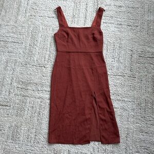Aritzia Babaton Rust Sleeveless Dress with leg slit